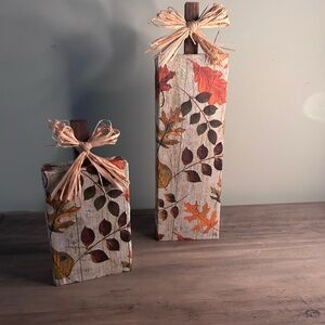 Rustic Autumn Leaf Decorative Blocks